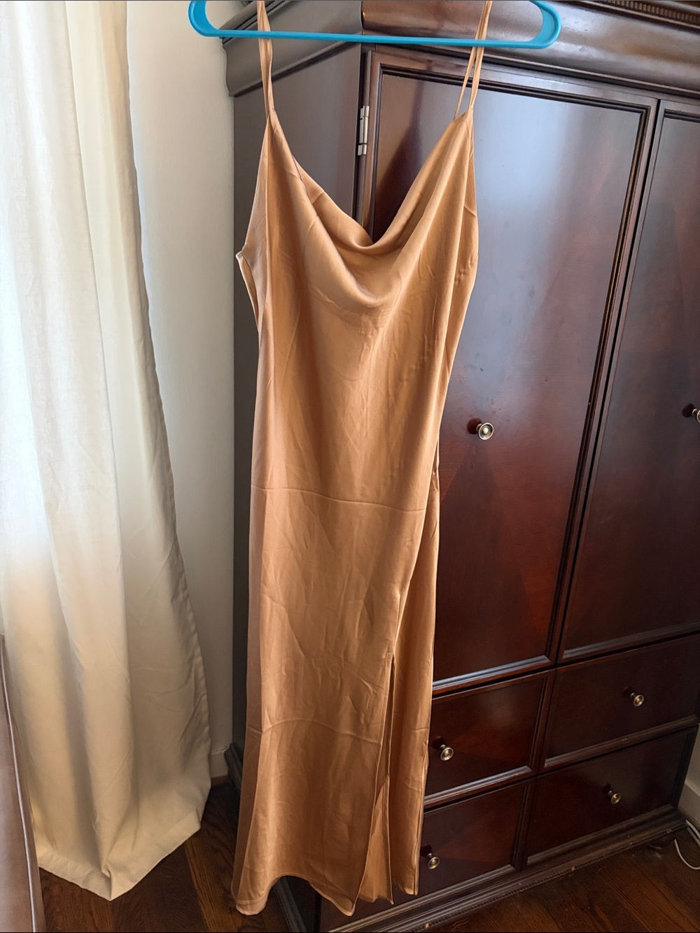 Paper Heart Slip Maxi Dress in champagne- NWT